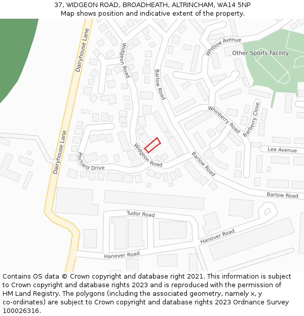 37, WIDGEON ROAD, BROADHEATH, ALTRINCHAM, WA14 5NP: Location map and indicative extent of plot