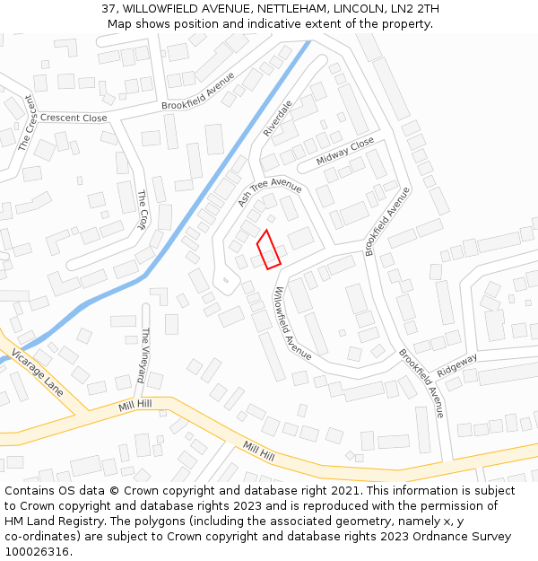 37, WILLOWFIELD AVENUE, NETTLEHAM, LINCOLN, LN2 2TH: Location map and indicative extent of plot
