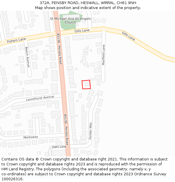 372A, PENSBY ROAD, HESWALL, WIRRAL, CH61 9NH: Location map and indicative extent of plot