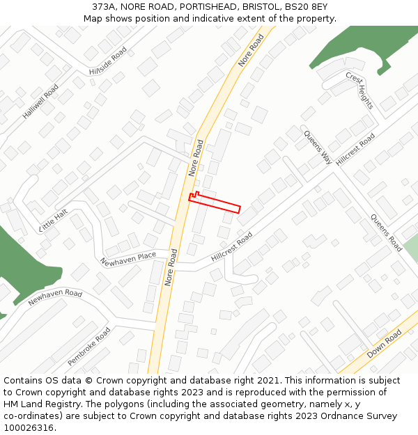 373A, NORE ROAD, PORTISHEAD, BRISTOL, BS20 8EY: Location map and indicative extent of plot