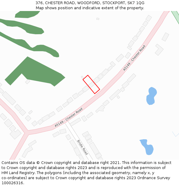 376, CHESTER ROAD, WOODFORD, STOCKPORT, SK7 1QG: Location map and indicative extent of plot