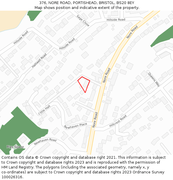 376, NORE ROAD, PORTISHEAD, BRISTOL, BS20 8EY: Location map and indicative extent of plot