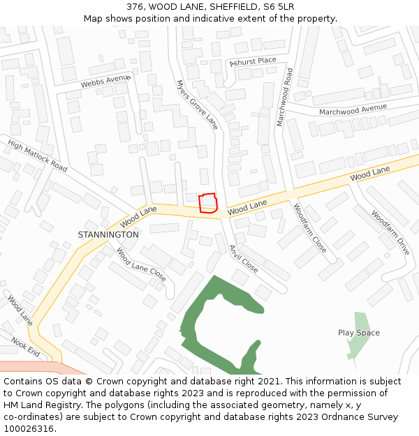 376, WOOD LANE, SHEFFIELD, S6 5LR: Location map and indicative extent of plot
