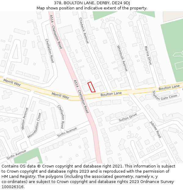378, BOULTON LANE, DERBY, DE24 9DJ: Location map and indicative extent of plot