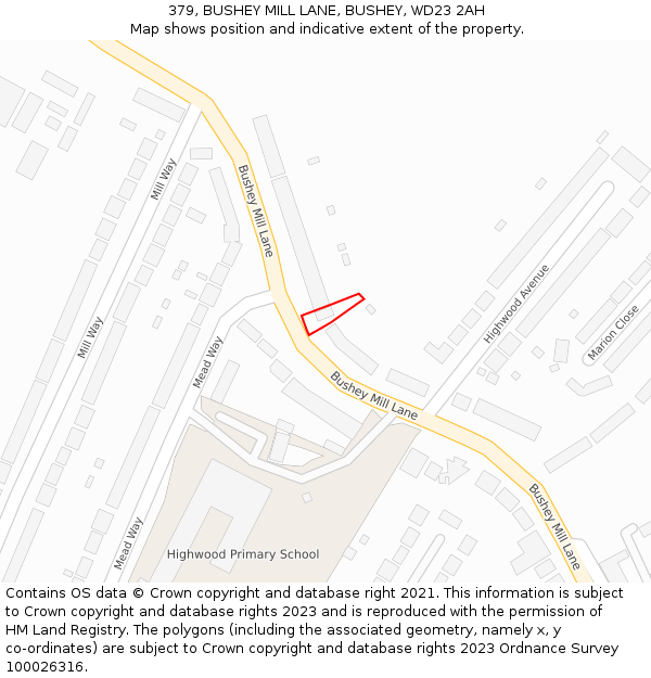 379, BUSHEY MILL LANE, BUSHEY, WD23 2AH: Location map and indicative extent of plot
