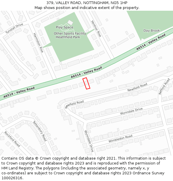 379, VALLEY ROAD, NOTTINGHAM, NG5 1HP: Location map and indicative extent of plot