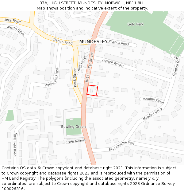 37A, HIGH STREET, MUNDESLEY, NORWICH, NR11 8LH: Location map and indicative extent of plot