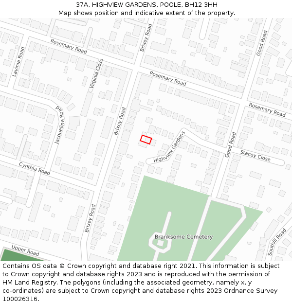 37A, HIGHVIEW GARDENS, POOLE, BH12 3HH: Location map and indicative extent of plot