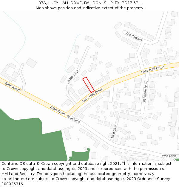 37A, LUCY HALL DRIVE, BAILDON, SHIPLEY, BD17 5BH: Location map and indicative extent of plot