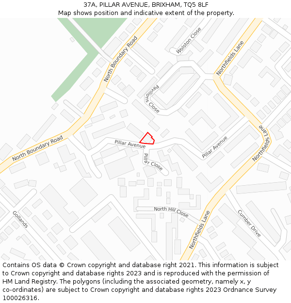 37A, PILLAR AVENUE, BRIXHAM, TQ5 8LF: Location map and indicative extent of plot