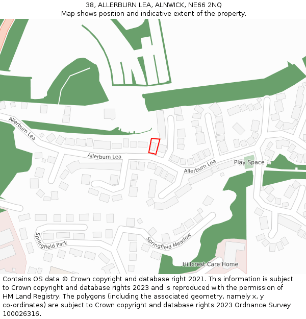 38, ALLERBURN LEA, ALNWICK, NE66 2NQ: Location map and indicative extent of plot