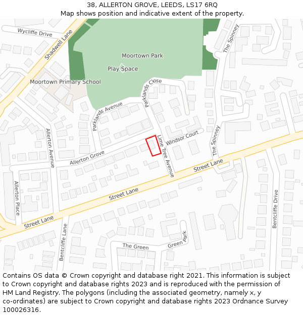 38, ALLERTON GROVE, LEEDS, LS17 6RQ: Location map and indicative extent of plot
