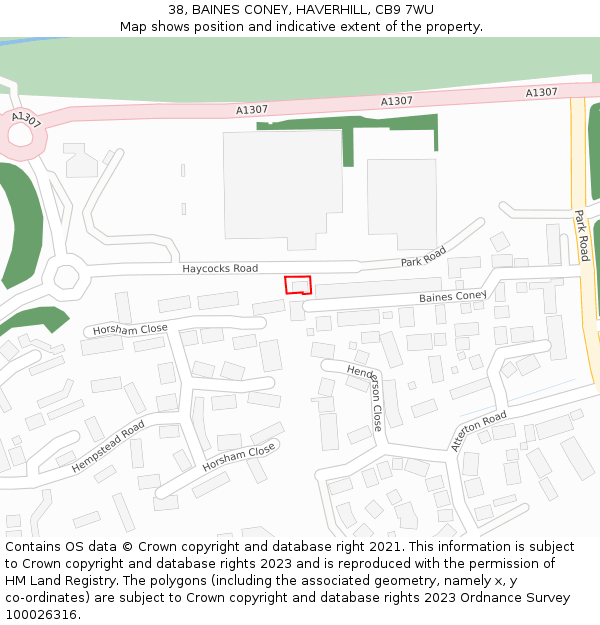 38, BAINES CONEY, HAVERHILL, CB9 7WU: Location map and indicative extent of plot