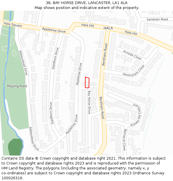38, BAY HORSE DRIVE, LANCASTER, LA1 4LA: Location map and indicative extent of plot