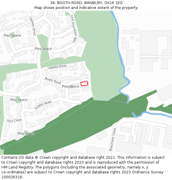 38, BOOTH ROAD, BANBURY, OX16 1EG: Location map and indicative extent of plot