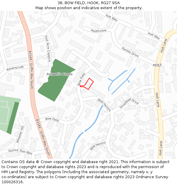 38, BOW FIELD, HOOK, RG27 9SA: Location map and indicative extent of plot