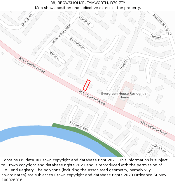 38, BROWSHOLME, TAMWORTH, B79 7TY: Location map and indicative extent of plot