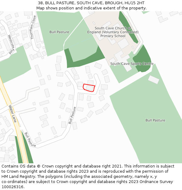 38, BULL PASTURE, SOUTH CAVE, BROUGH, HU15 2HT: Location map and indicative extent of plot