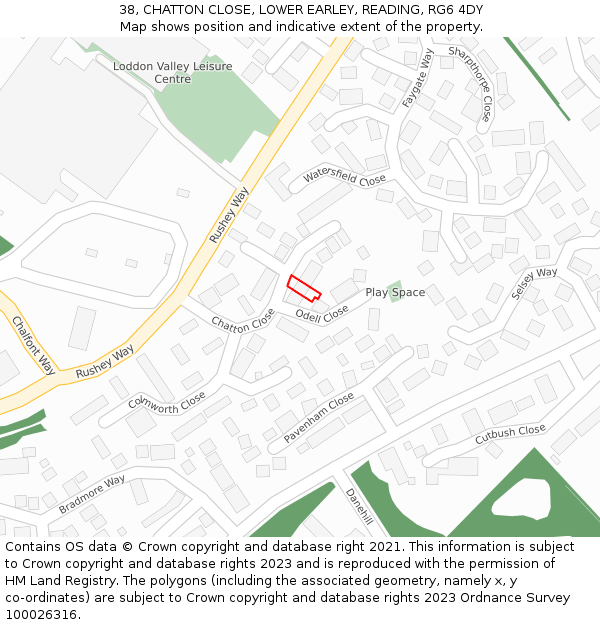 38, CHATTON CLOSE, LOWER EARLEY, READING, RG6 4DY: Location map and indicative extent of plot