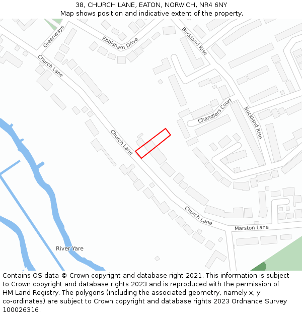 38, CHURCH LANE, EATON, NORWICH, NR4 6NY: Location map and indicative extent of plot
