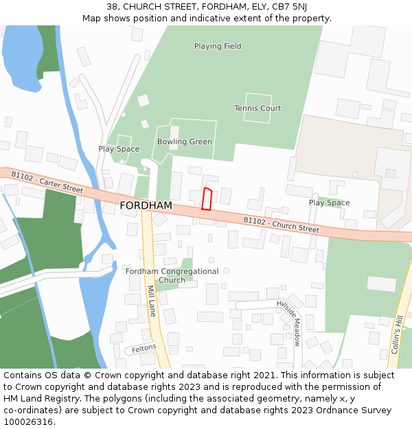 38, CHURCH STREET, FORDHAM, ELY, CB7 5NJ: Location map and indicative extent of plot