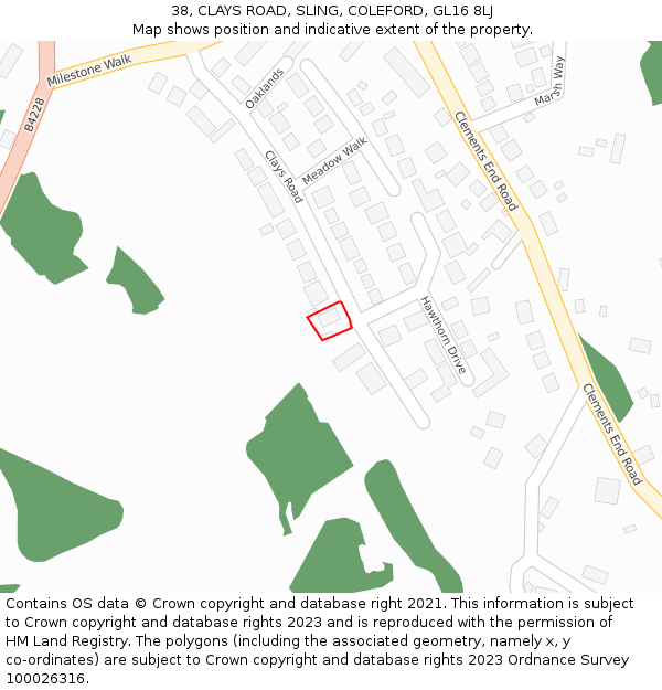 38, CLAYS ROAD, SLING, COLEFORD, GL16 8LJ: Location map and indicative extent of plot