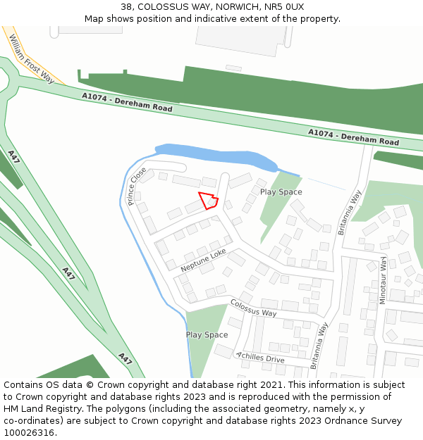 38, COLOSSUS WAY, NORWICH, NR5 0UX: Location map and indicative extent of plot