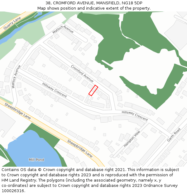 38, CROMFORD AVENUE, MANSFIELD, NG18 5DP: Location map and indicative extent of plot