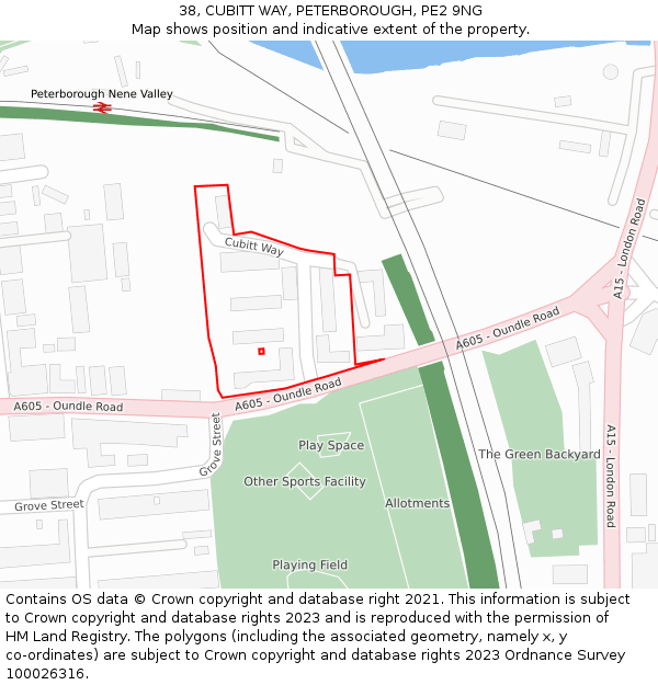 38, CUBITT WAY, PETERBOROUGH, PE2 9NG: Location map and indicative extent of plot