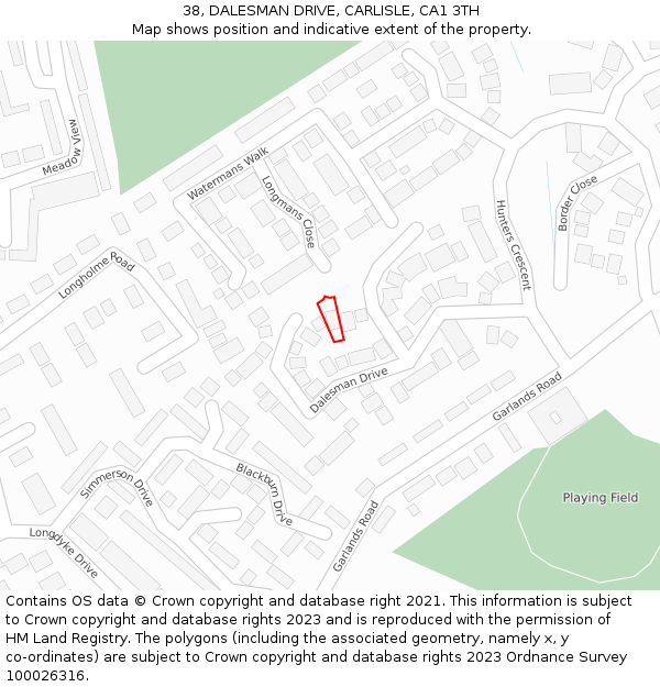 38, DALESMAN DRIVE, CARLISLE, CA1 3TH: Location map and indicative extent of plot