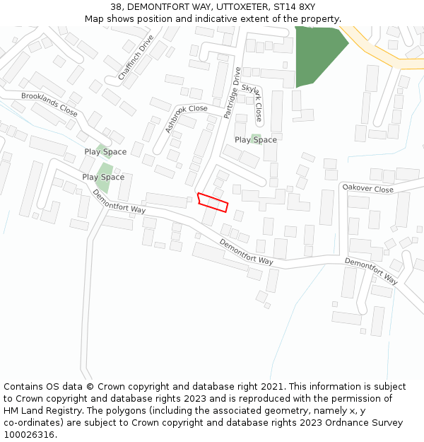 38, DEMONTFORT WAY, UTTOXETER, ST14 8XY: Location map and indicative extent of plot