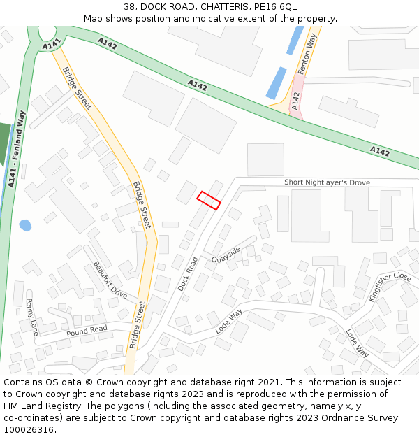 38, DOCK ROAD, CHATTERIS, PE16 6QL: Location map and indicative extent of plot