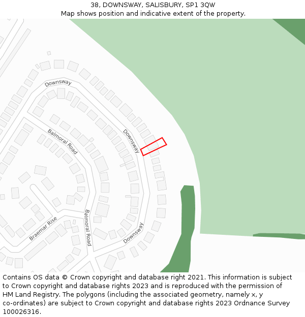 38, DOWNSWAY, SALISBURY, SP1 3QW: Location map and indicative extent of plot