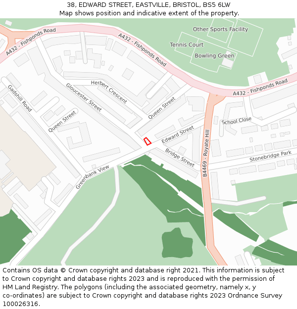 38, EDWARD STREET, EASTVILLE, BRISTOL, BS5 6LW: Location map and indicative extent of plot