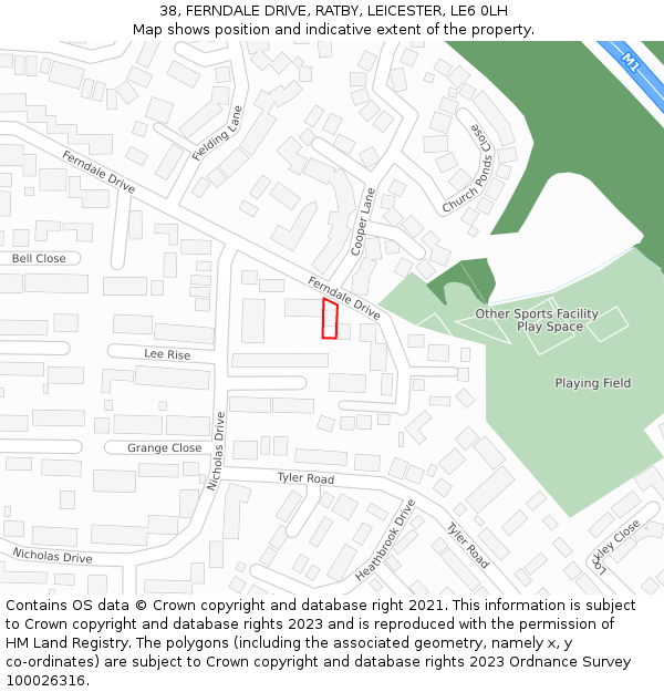 38, FERNDALE DRIVE, RATBY, LEICESTER, LE6 0LH: Location map and indicative extent of plot
