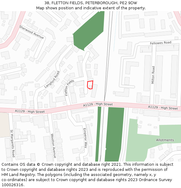 38, FLETTON FIELDS, PETERBOROUGH, PE2 9DW: Location map and indicative extent of plot