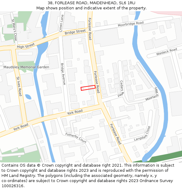38, FORLEASE ROAD, MAIDENHEAD, SL6 1RU: Location map and indicative extent of plot