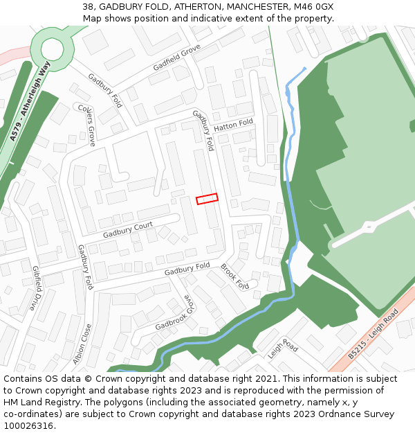 38, GADBURY FOLD, ATHERTON, MANCHESTER, M46 0GX: Location map and indicative extent of plot