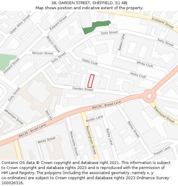 38, GARDEN STREET, SHEFFIELD, S1 4BJ: Location map and indicative extent of plot