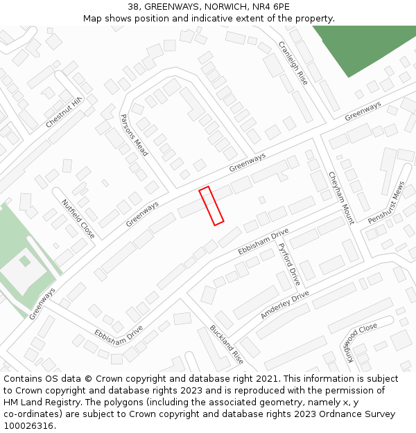 38, GREENWAYS, NORWICH, NR4 6PE: Location map and indicative extent of plot