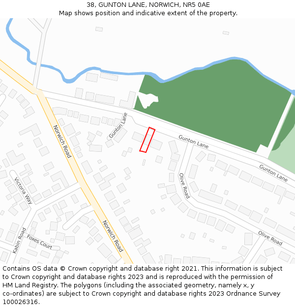 38, GUNTON LANE, NORWICH, NR5 0AE: Location map and indicative extent of plot