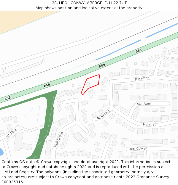 38, HEOL CONWY, ABERGELE, LL22 7UT: Location map and indicative extent of plot