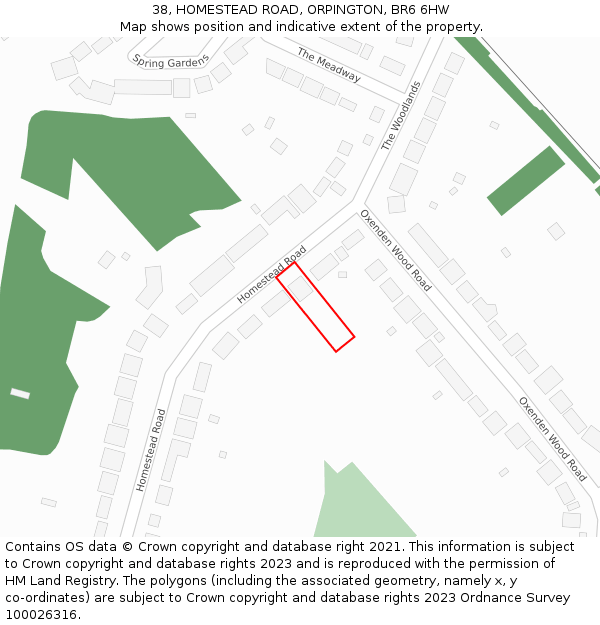 38, HOMESTEAD ROAD, ORPINGTON, BR6 6HW: Location map and indicative extent of plot
