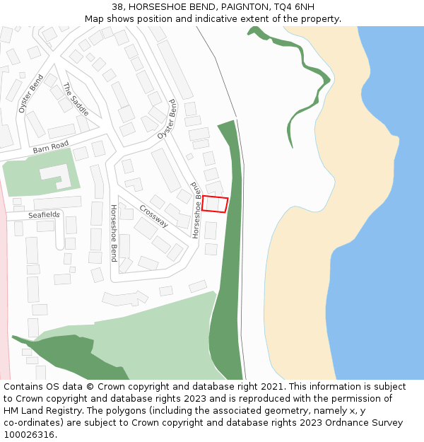 38, HORSESHOE BEND, PAIGNTON, TQ4 6NH: Location map and indicative extent of plot