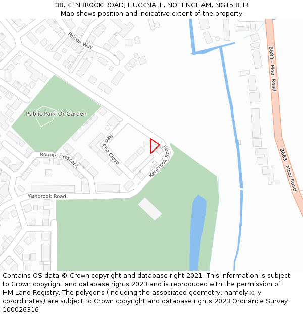 38, KENBROOK ROAD, HUCKNALL, NOTTINGHAM, NG15 8HR: Location map and indicative extent of plot