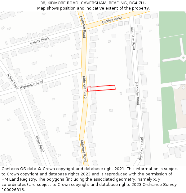 38, KIDMORE ROAD, CAVERSHAM, READING, RG4 7LU: Location map and indicative extent of plot