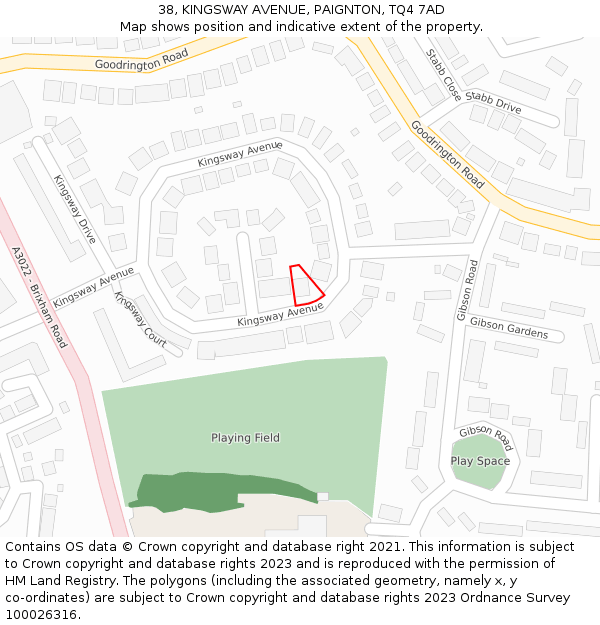 38, KINGSWAY AVENUE, PAIGNTON, TQ4 7AD: Location map and indicative extent of plot