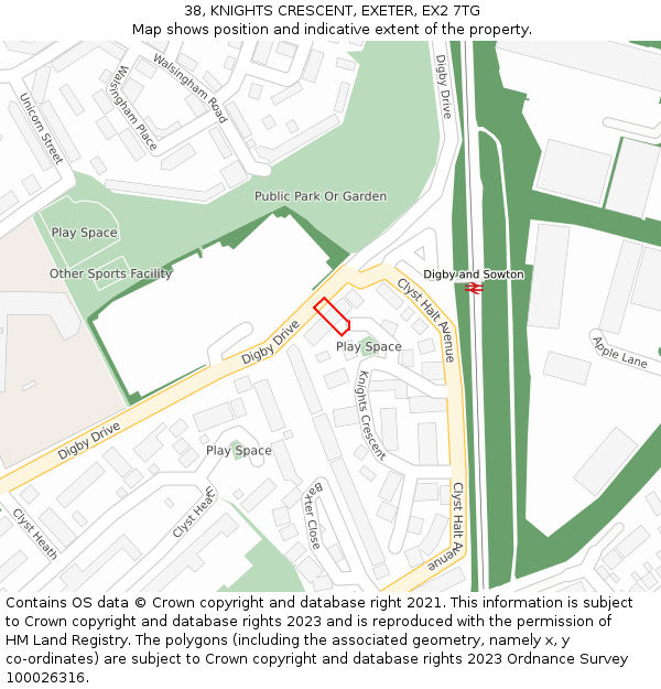 38, KNIGHTS CRESCENT, EXETER, EX2 7TG: Location map and indicative extent of plot