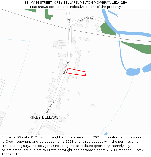 38, MAIN STREET, KIRBY BELLARS, MELTON MOWBRAY, LE14 2EA: Location map and indicative extent of plot