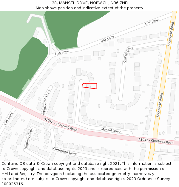 38, MANSEL DRIVE, NORWICH, NR6 7NB: Location map and indicative extent of plot